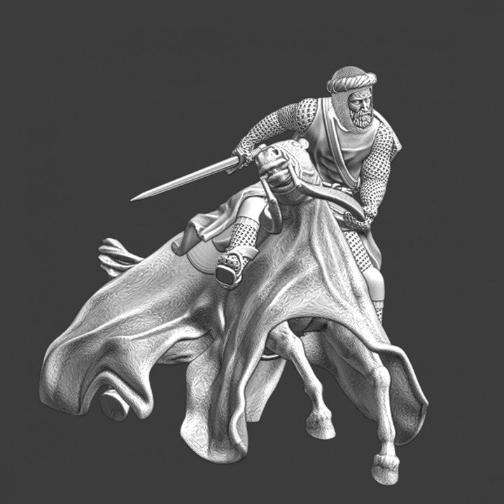 Medieval templar with downed horse