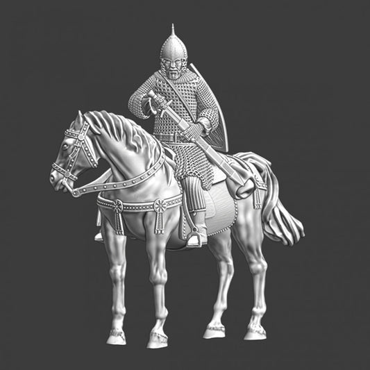 Medieval Kievan Rus (Ukrainian) mounted drawing his sword