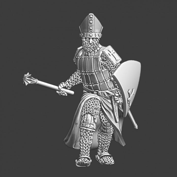 Medieval warrior bishop advancing.