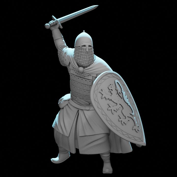 Medieval Kievan Rus Warrior with Sword & Heraldic Shield