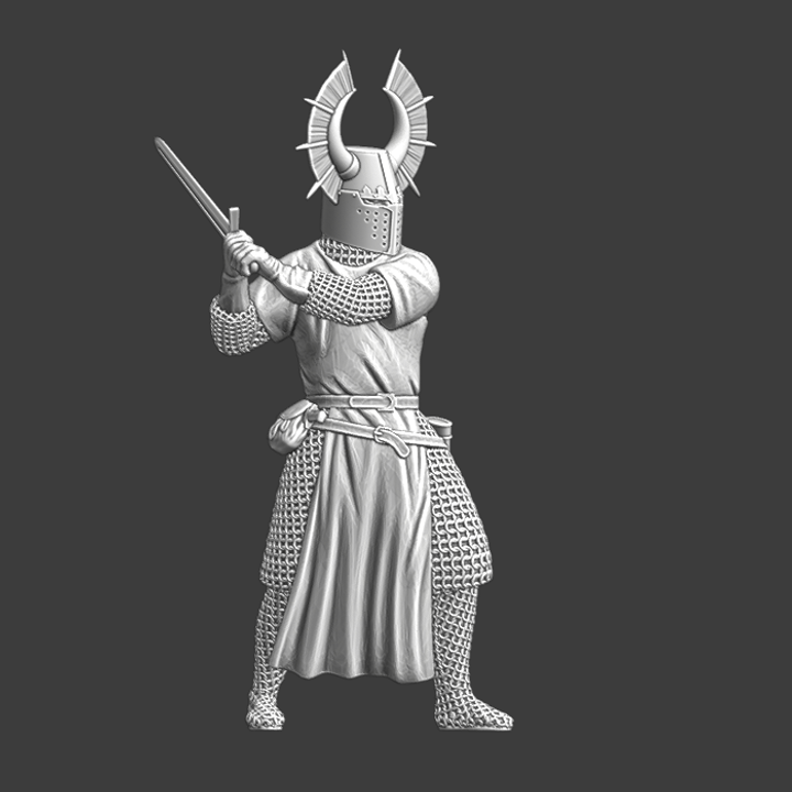 Teutonic Knight with crested helmet.