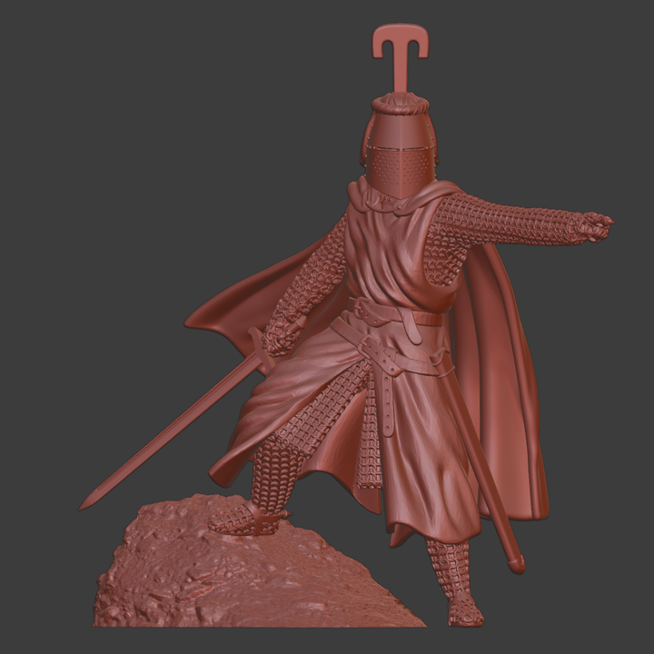 Medieval Crusader Knight - Crested Helmet
