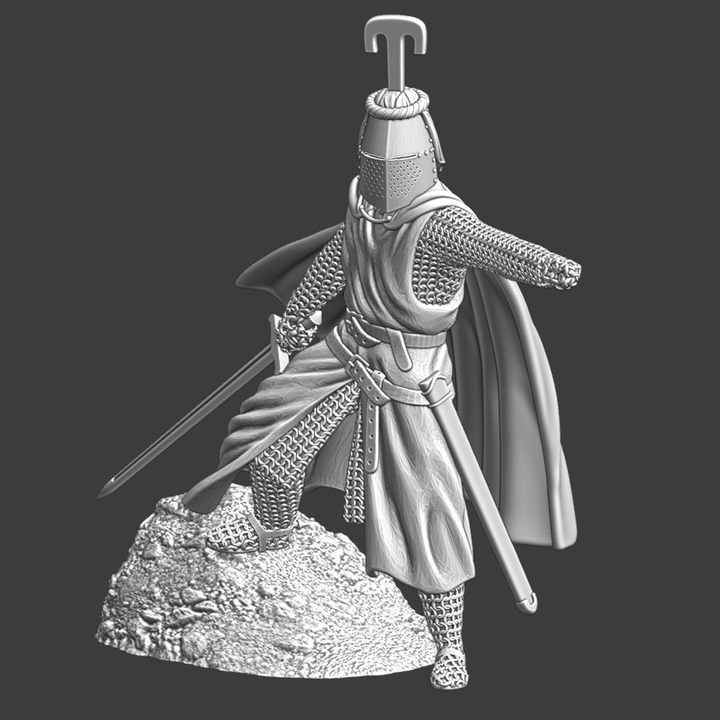 Medieval Crusader Knight - Crested Helmet