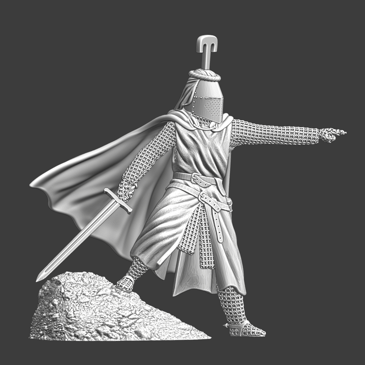 Medieval Crusader Knight - Crested Helmet