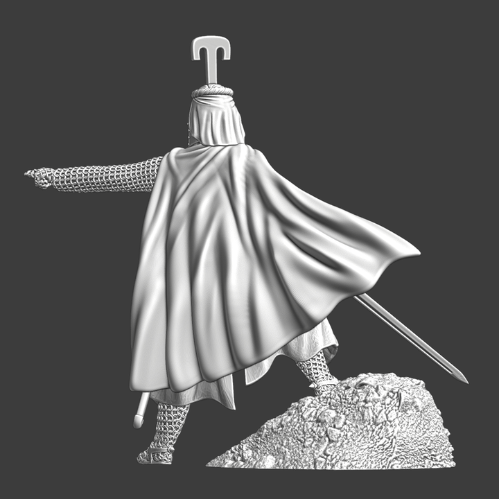 Medieval Crusader Knight - Crested Helmet