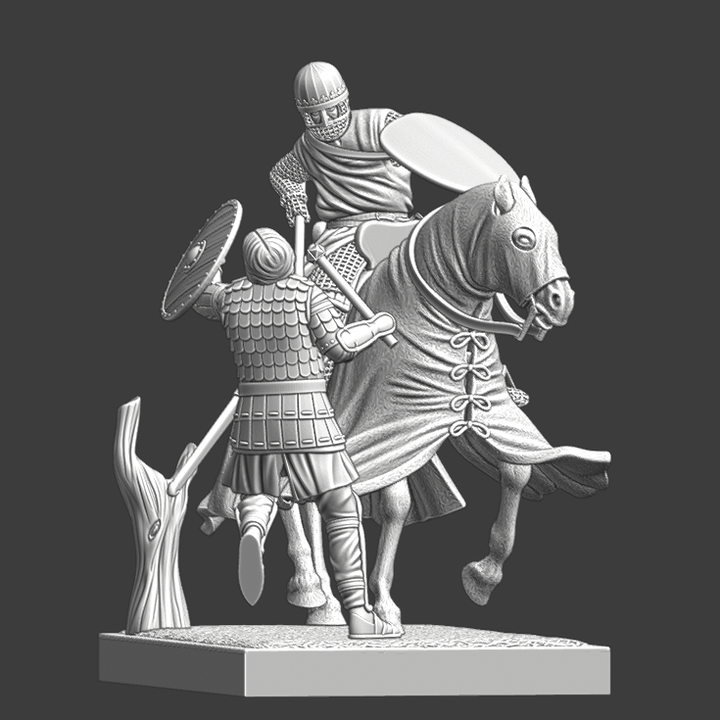 Diorama - Medieval Crusader Knight killing russian