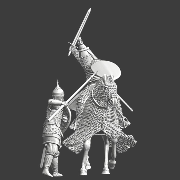 Medieval battle scene - Knight vs Kievan Rus Spearman.