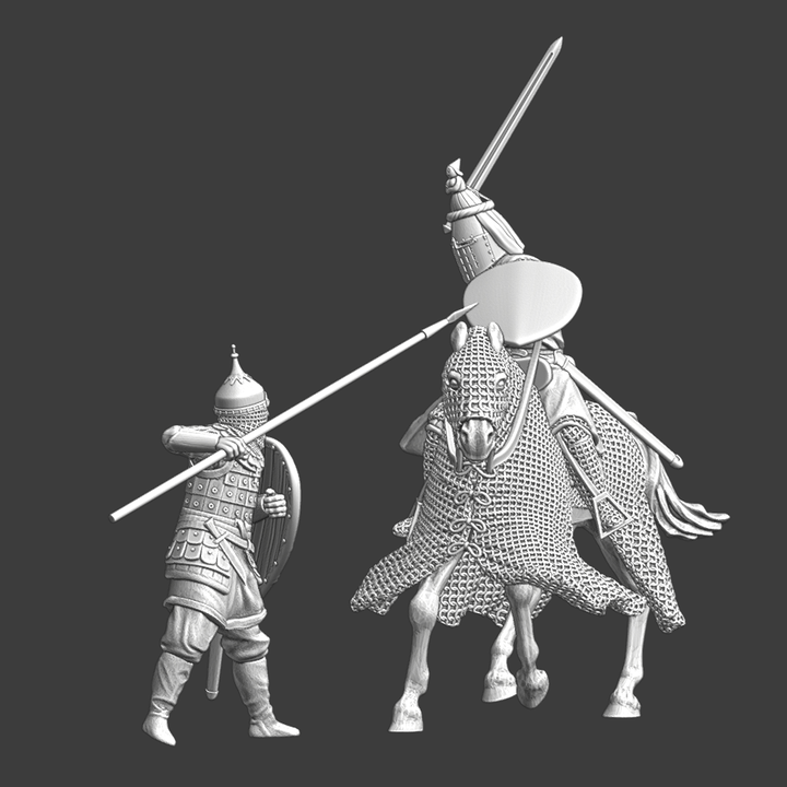 Medieval battle scene - Knight vs Kievan Rus Spearman.