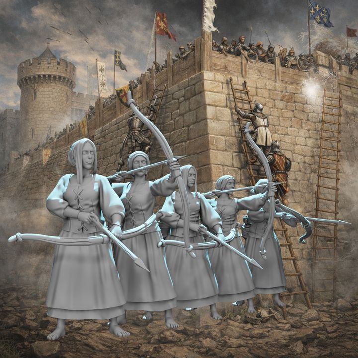 Medieval Female Archers – 5 Figure Set