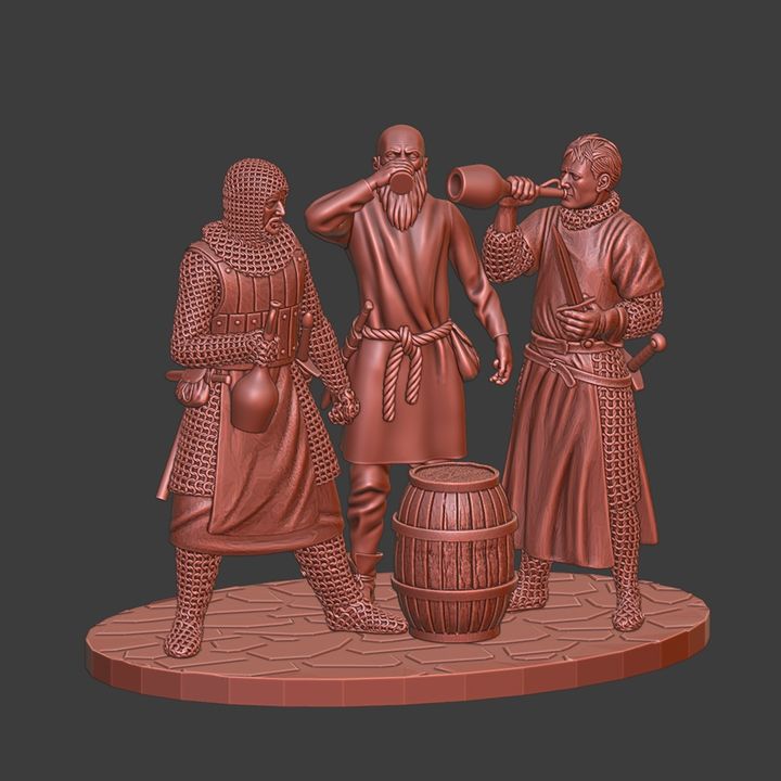 Medieval Camp Life – Soldiers Drinking Scene