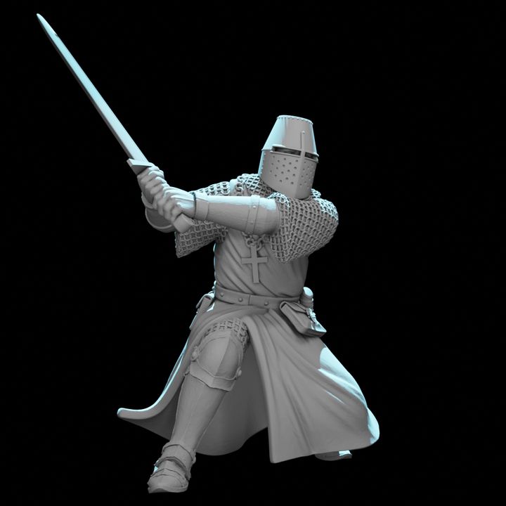 Medieval Crusader Knight – Two-Handed Sword Charging Pose