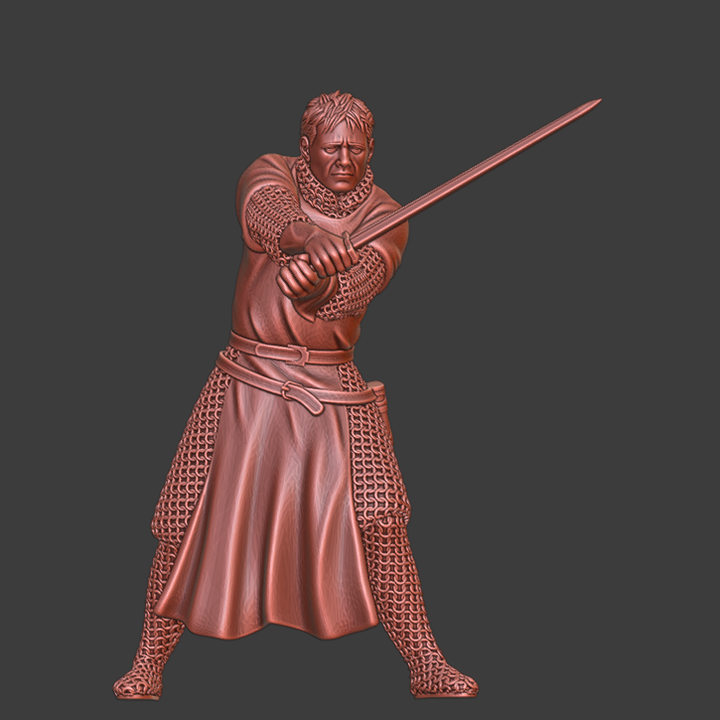 Tired medieval knight - with sword.
