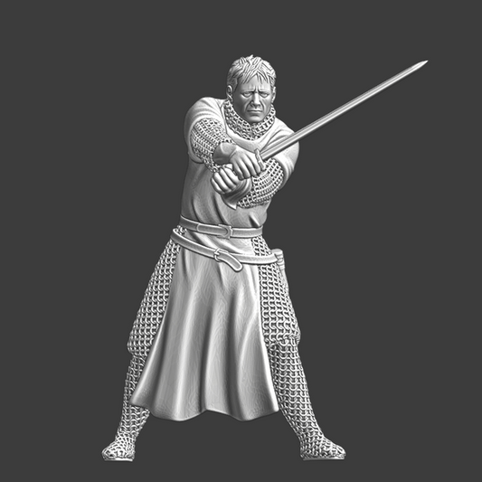 Tired medieval knight - with sword.