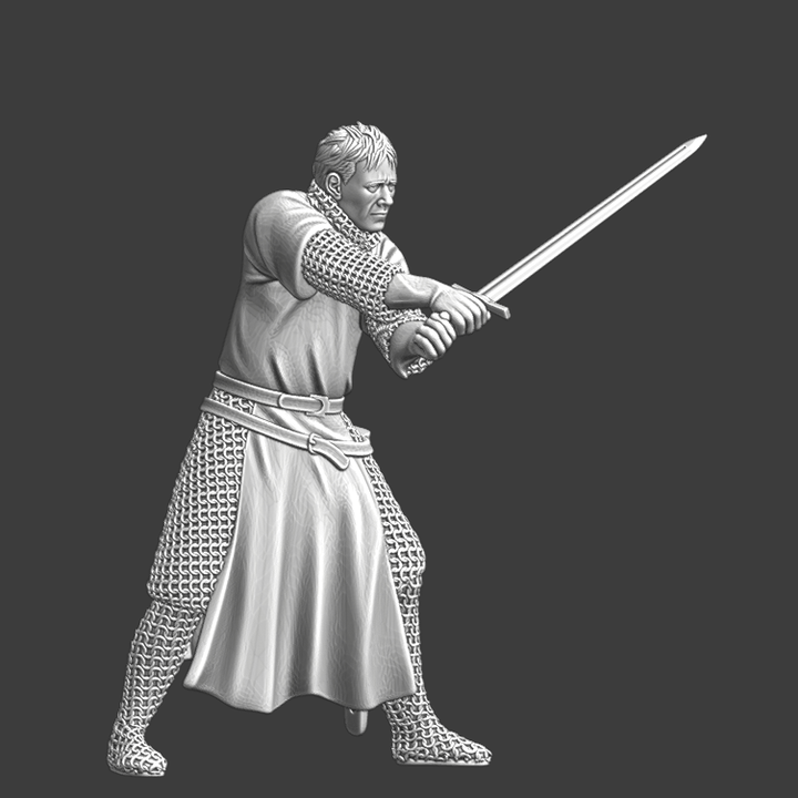 Tired medieval knight - with sword.