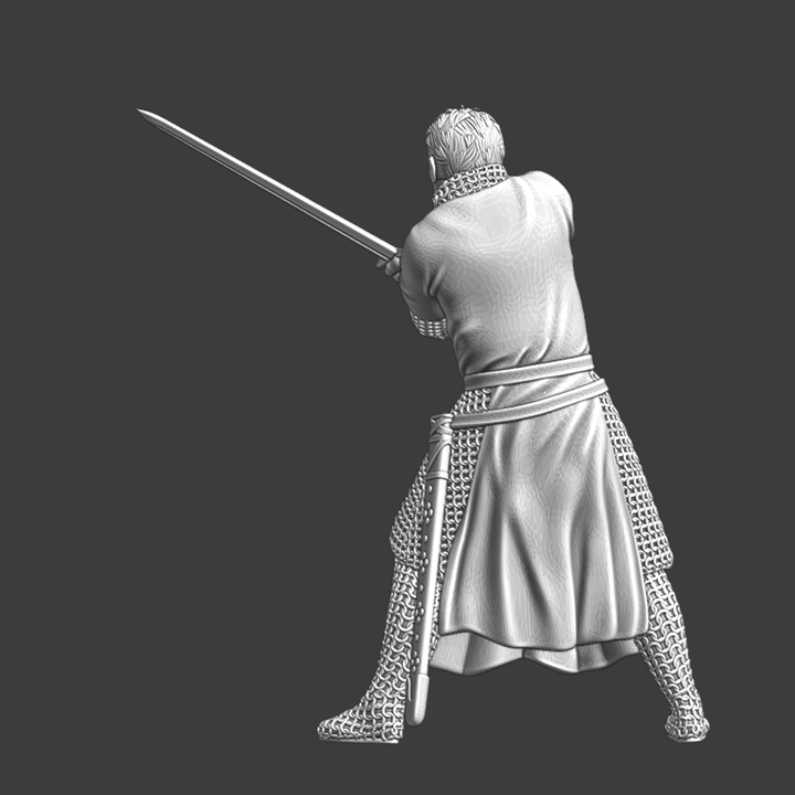 Tired medieval knight - with sword.