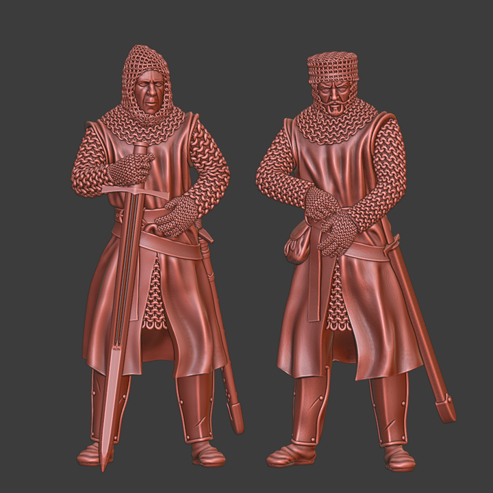 Two knights preparing for battle - Medieval Scene