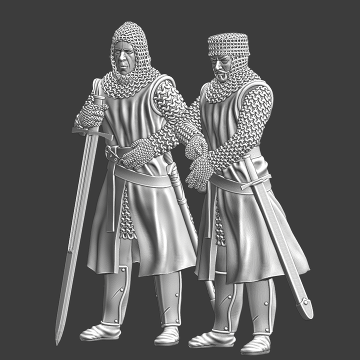 Two knights preparing for battle - Medieval Scene