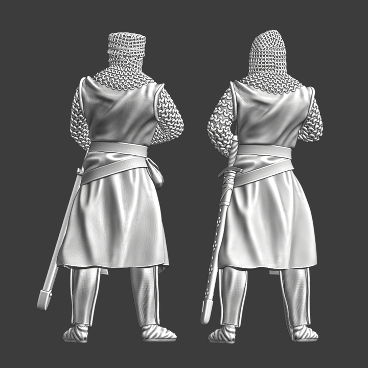 Two knights preparing for battle - Medieval Scene