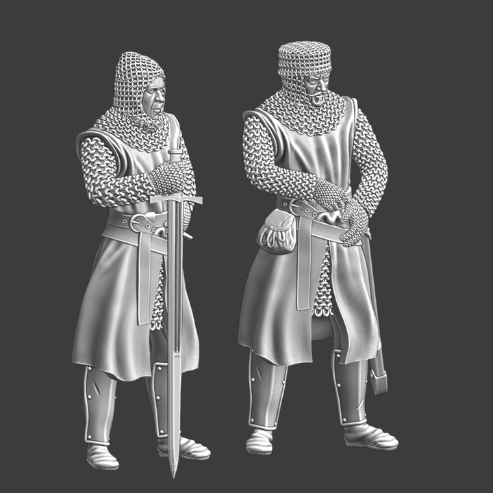 Two knights preparing for battle - Medieval Scene