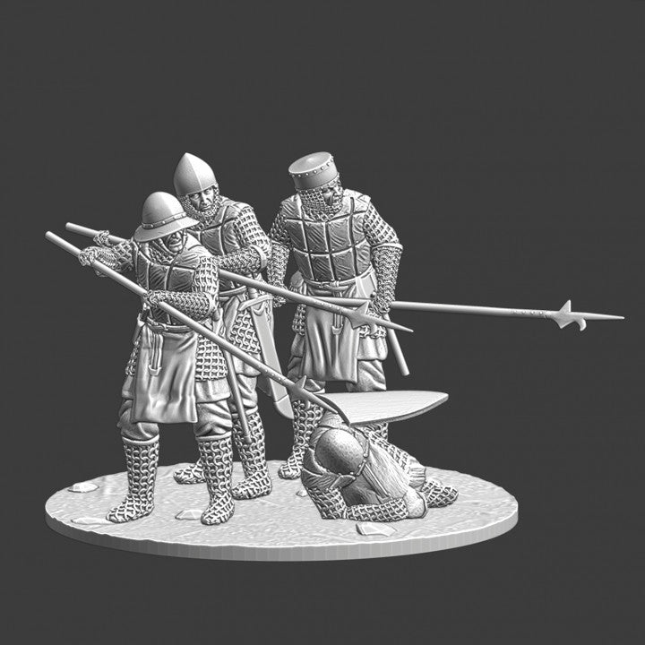 Medieval soldiers with billhooks.