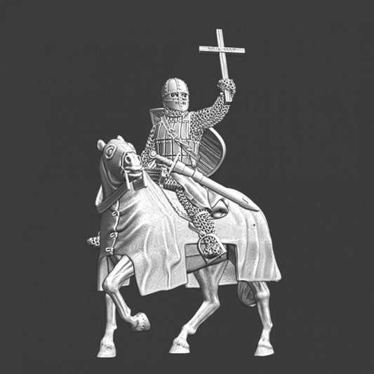 Mounted Scandinavian Crusader with cross.
