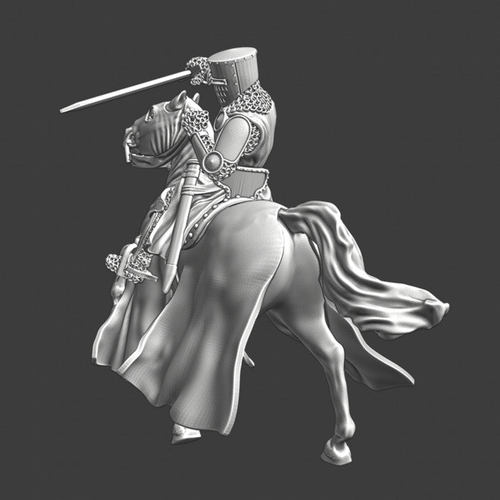 Medieval knight fighting from horseback.
