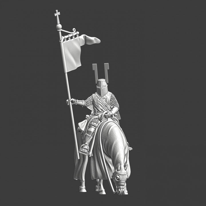 Medieval German knight, mounted with banner