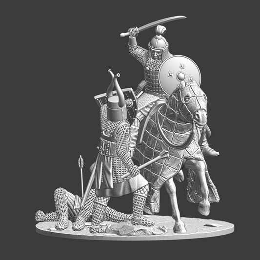 Mongol warrior vs. Crusader knight - vignette.