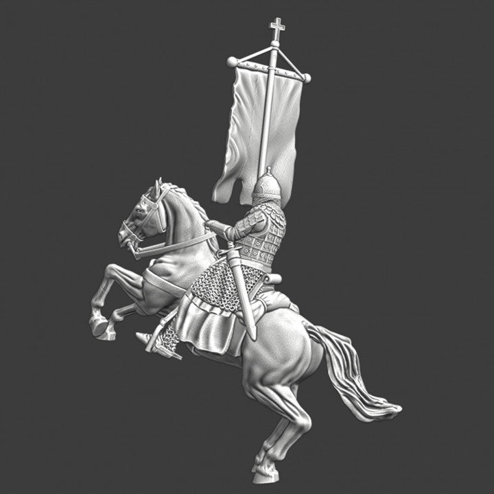 Mounted russian knight with banner