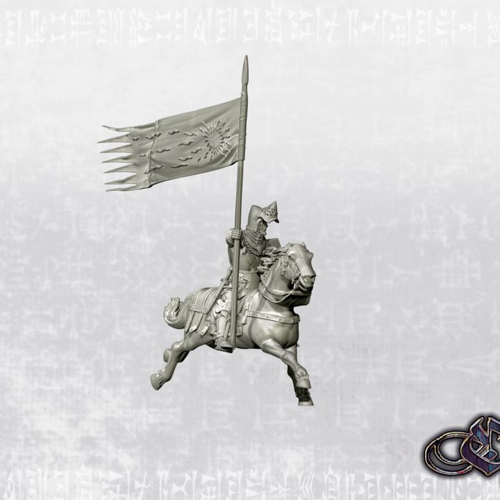 “Geoffroi de Charny on horse with Oriflamme – 14th century by Ezipion miniatures