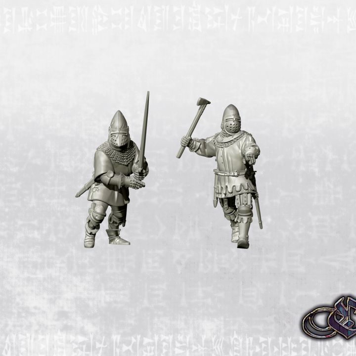 “French Men-at-arms charging – 14th century” by Ezipion miniatures