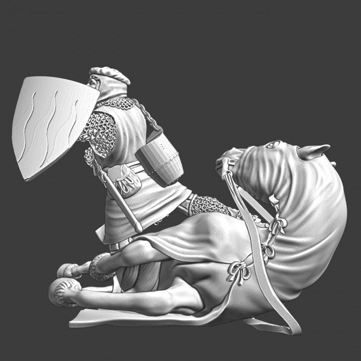 Medieval crusader knight - wounded horse