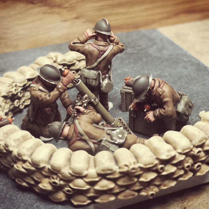WW2 french mortar, crew and sandbags by Colonel Muller