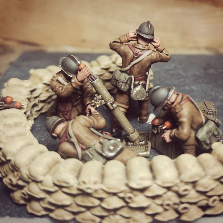 WW2 french mortar, crew and sandbags by Colonel Muller