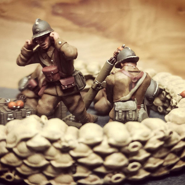 WW2 french mortar, crew and sandbags by Colonel Muller