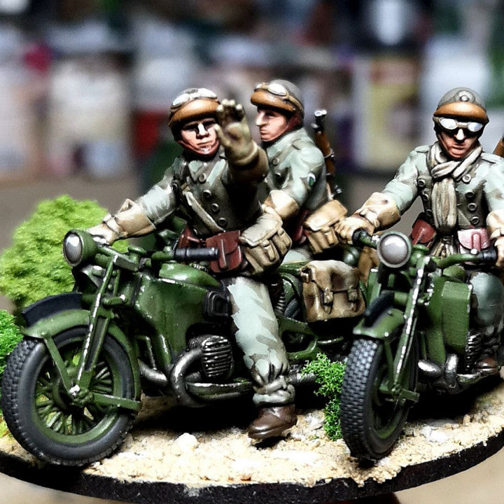 28mm 1940 french motorbikes (DLM or GRDI) by Colonel Muller – Studio Historia 28mm 1940 french motorbikes (DLM or GRDI) by Colonel Muller – Studio Historia