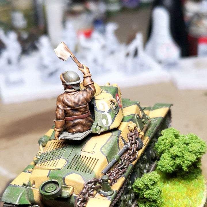 WW2 28mm 1940 French tank crew 3 by Colonel Muller