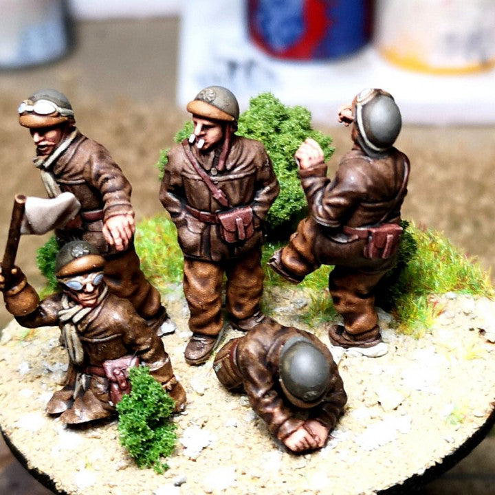WW2 28mm 1940 French tank crew 3 by Colonel Muller