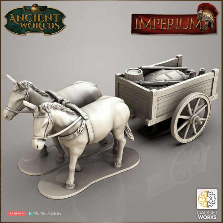Roman Legion mule carts and carroballista by Gadgetworks Miniatures