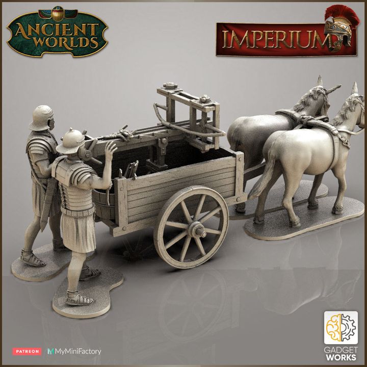 Roman Legion mule carts and carroballista by Gadgetworks Miniatures