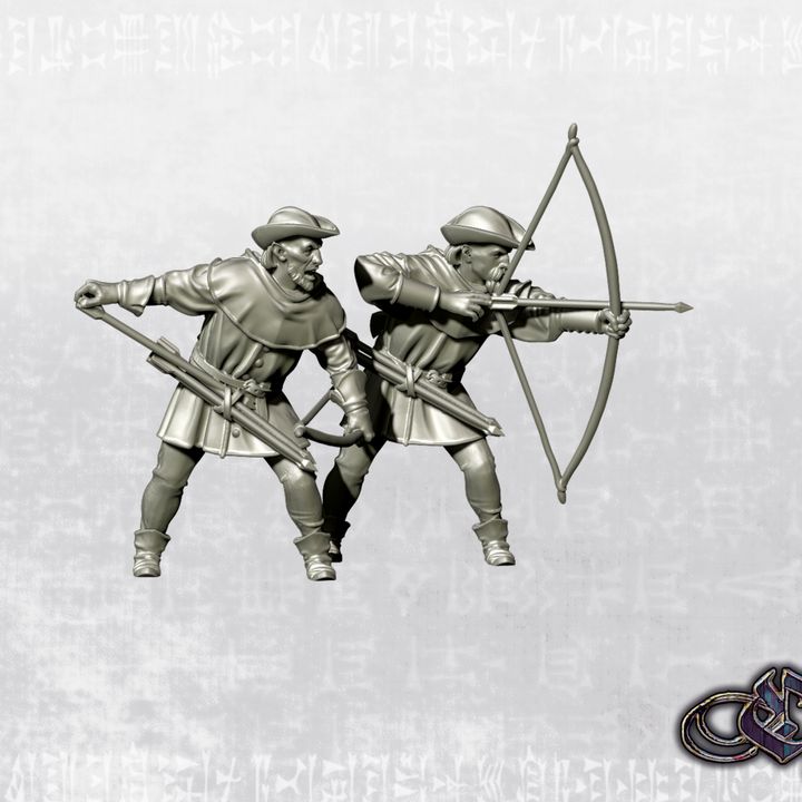 "Hunters with Bow - 14th century" by Ezipion miniatures.