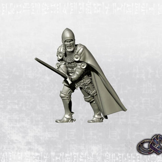 "Nobleman with armour & two handed sword (desperate) - 14th century" by Ezipion miniatures.