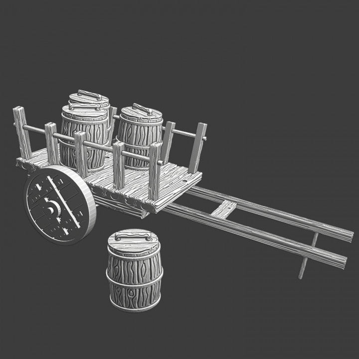 Small medieval barrel cart.