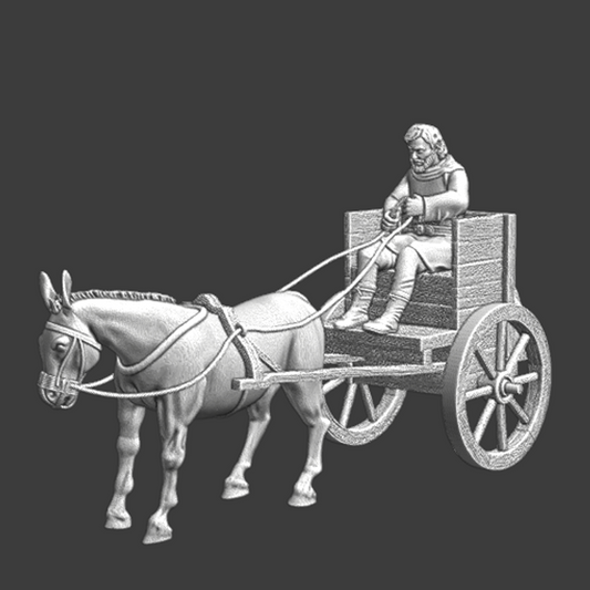 Small medieval cart with driver - Wargaming model