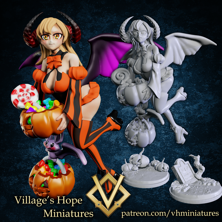 Festive Demon girl , Halloween succubus by Village's Hope Miniatures