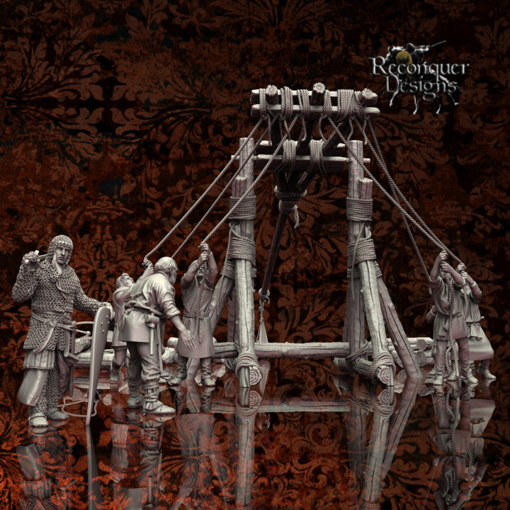 Traction Trebuchet with 12th century crew