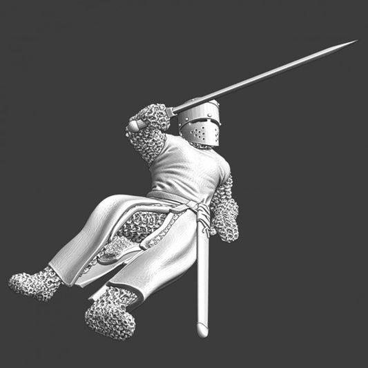 Wounded crusader knight with half helmet
