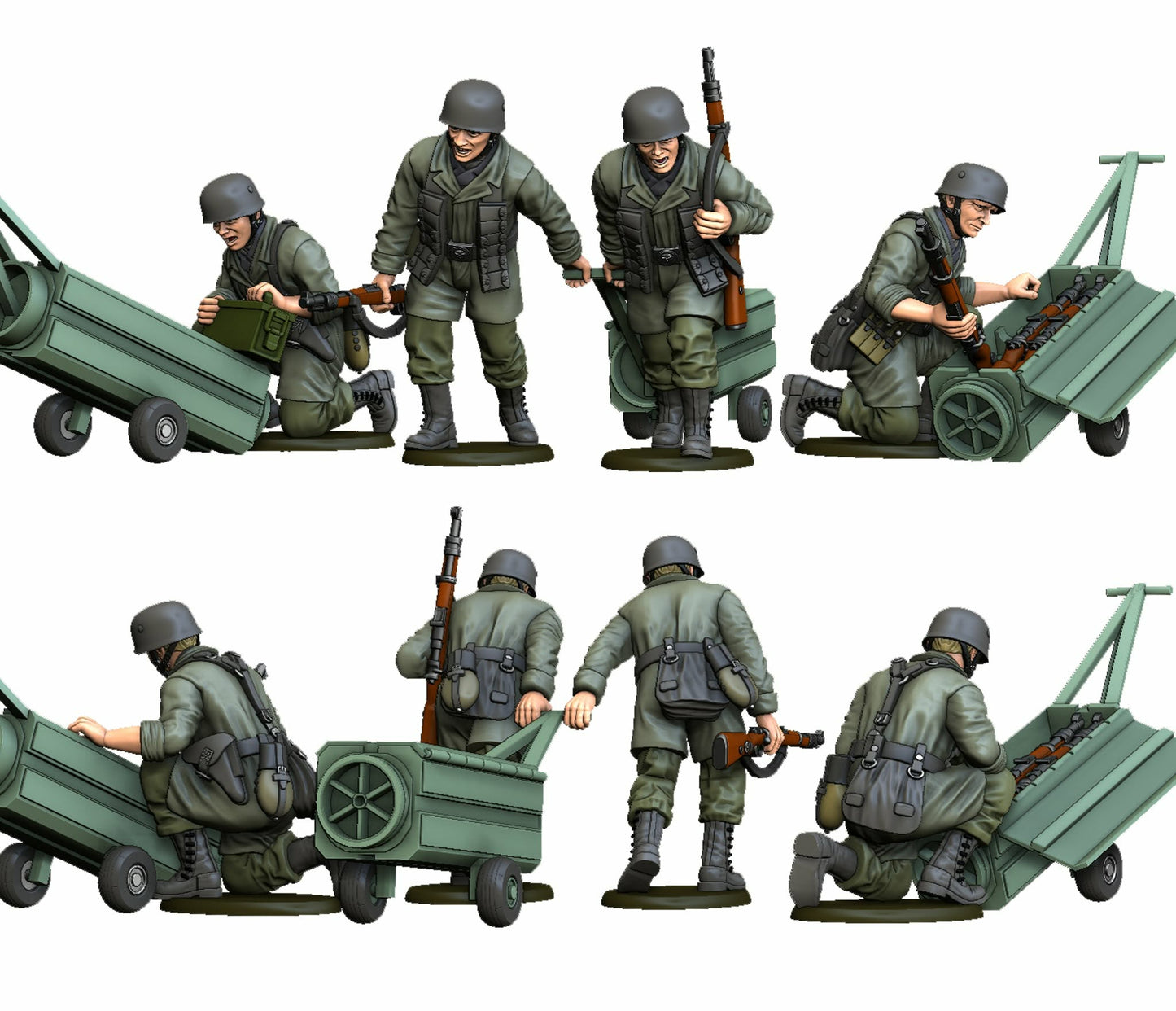 Early war Fallschirmjager 4 figures squad 12 Drop Containers by Rafal Polkowski