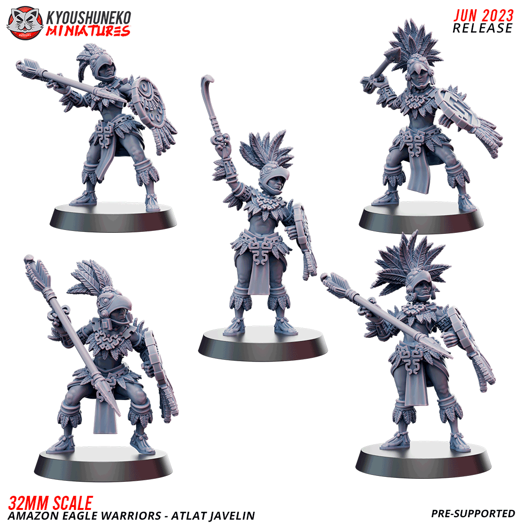 Amazon Eagle Warrior Atlat Javelins Unit by Kyoushuneko Miniatures