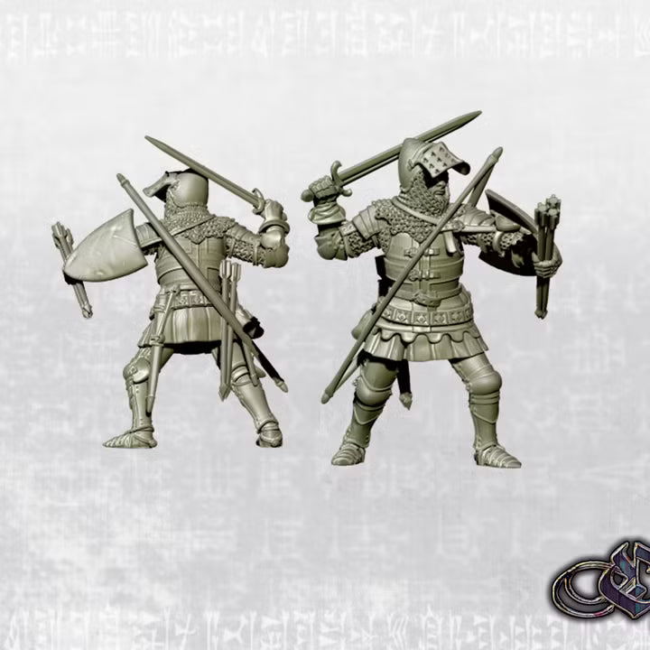 "English Knight with long bow on foot - 14th century" by Ezipion Miniatures